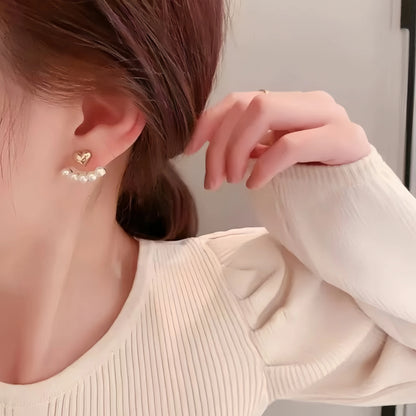 Light Luxury Simulated Pearl Heart Stud Earrings Gift - Smarsty