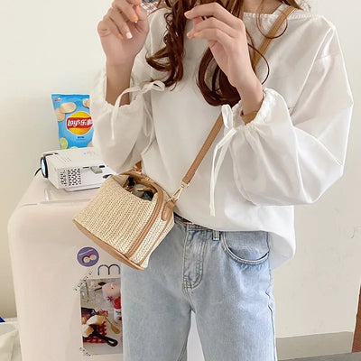 Straw Handbag Crossbody Tote For Summer Beach Style - Smarsty