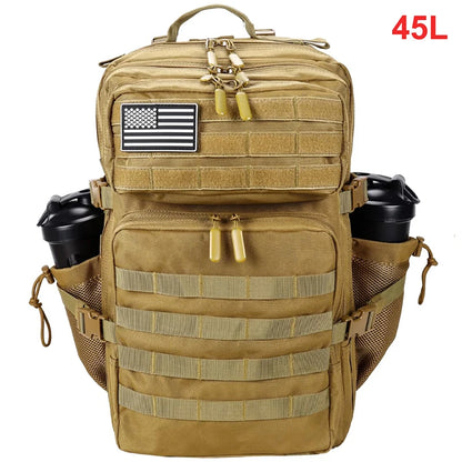 45L Tactical Backpack Men Outdoor Waterproof Sports Travel Gym Hiking Bug Out Bag Military Camping Hunting Survival Rucksack - Smarsty