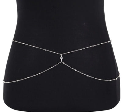 Clear Rhinestone Beaded Belly Chain Body Jewelry - Smarsty