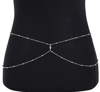 Clear Rhinestone Beaded Belly Chain Body Jewelry - Smarsty