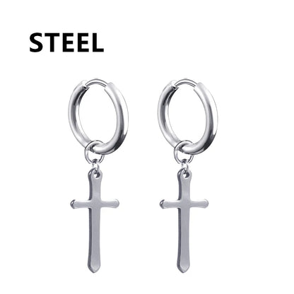 Stainless Steel Cross Dangle Earrings for Men and Women - Smarsty