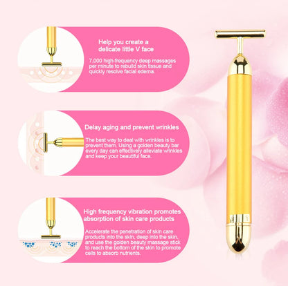 24K Gold Electric Face Roller for Youthful Skin - Smarsty