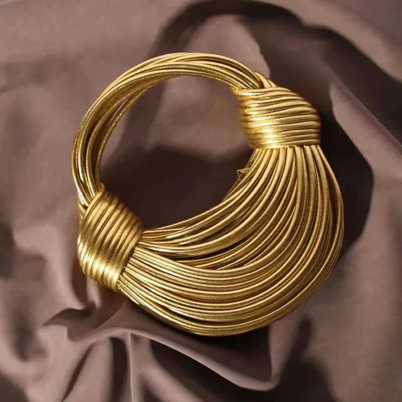 Women Handbags 2024 Designer Rope Knotted Gold Clutch - Smarsty