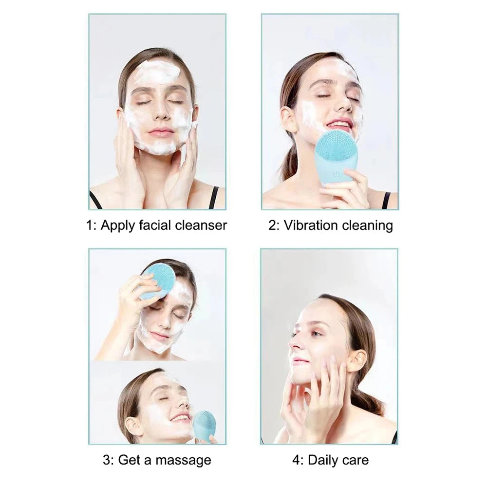 Electric Silicone Facial Cleanser with Vibration Massage - Smarsty