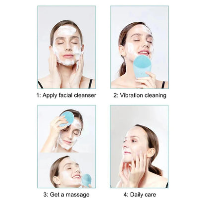 Electric Silicone Facial Cleanser with Vibration Massage - Smarsty