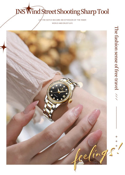OLEVS Women's Automatic Waterproof Luxury Watch with Luminous Dial - Smarsty