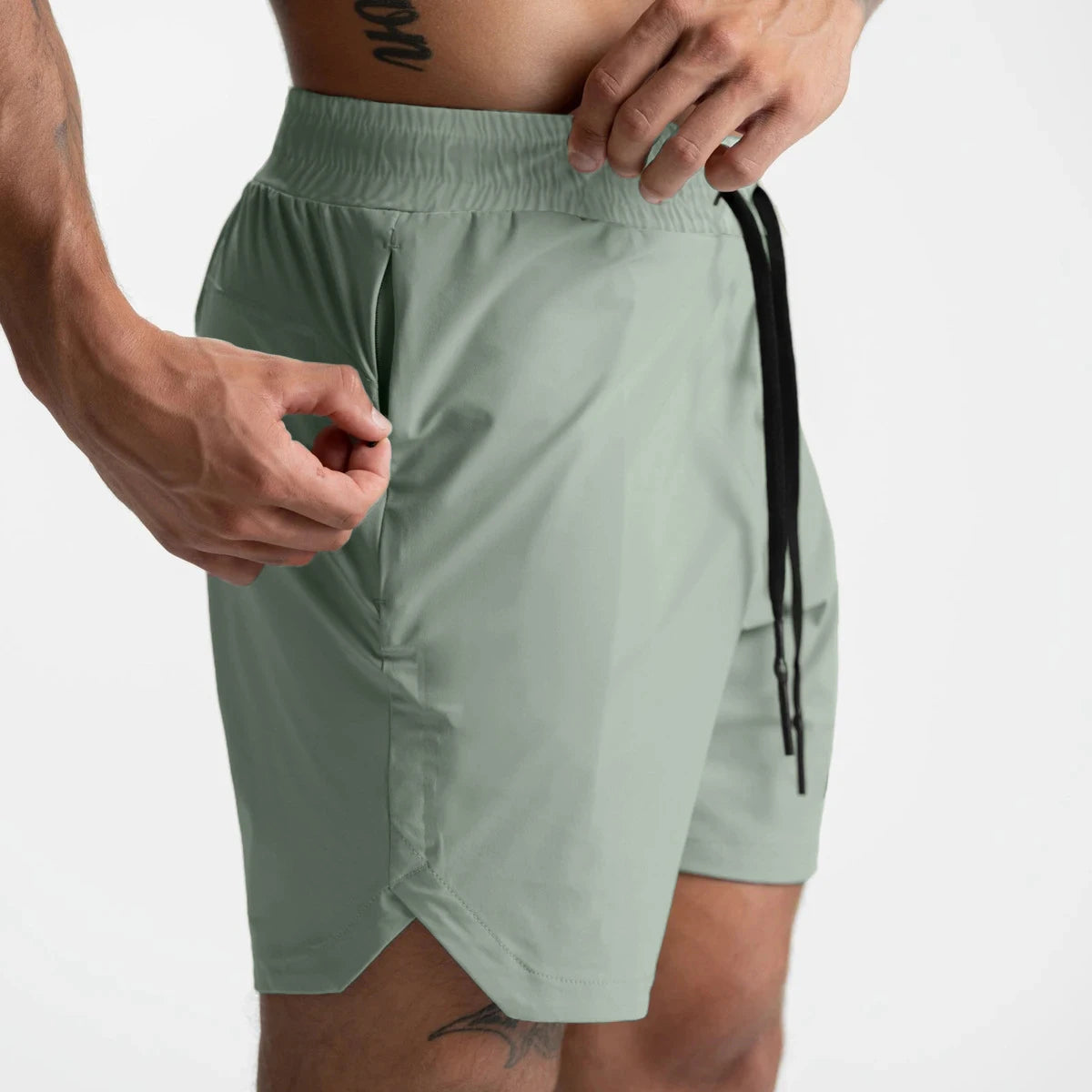 2024  Men's Running Shorts Single-Layer Woven Quick Dry Gym Solid Color Fitness Sports Casual Workout Sportswear Fifth Pants New - Smarsty