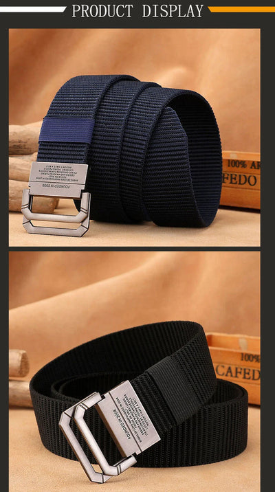 Men Canvas Tactical Belt Durable Military Nylon Strap - Smarsty