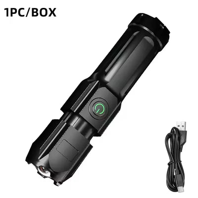 LED Camping Torch Flashlight High Power Rechargeable USB Spotlight Zoom Lantern Built-in Battery For Fishing Outdoor Waterproof - Smarsty