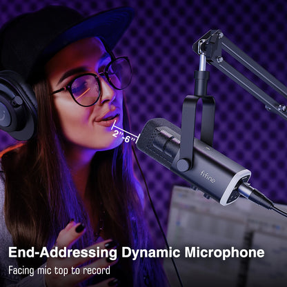 FIFINE Dynamic XLR Microphone Kit with RGB Control - Smarsty