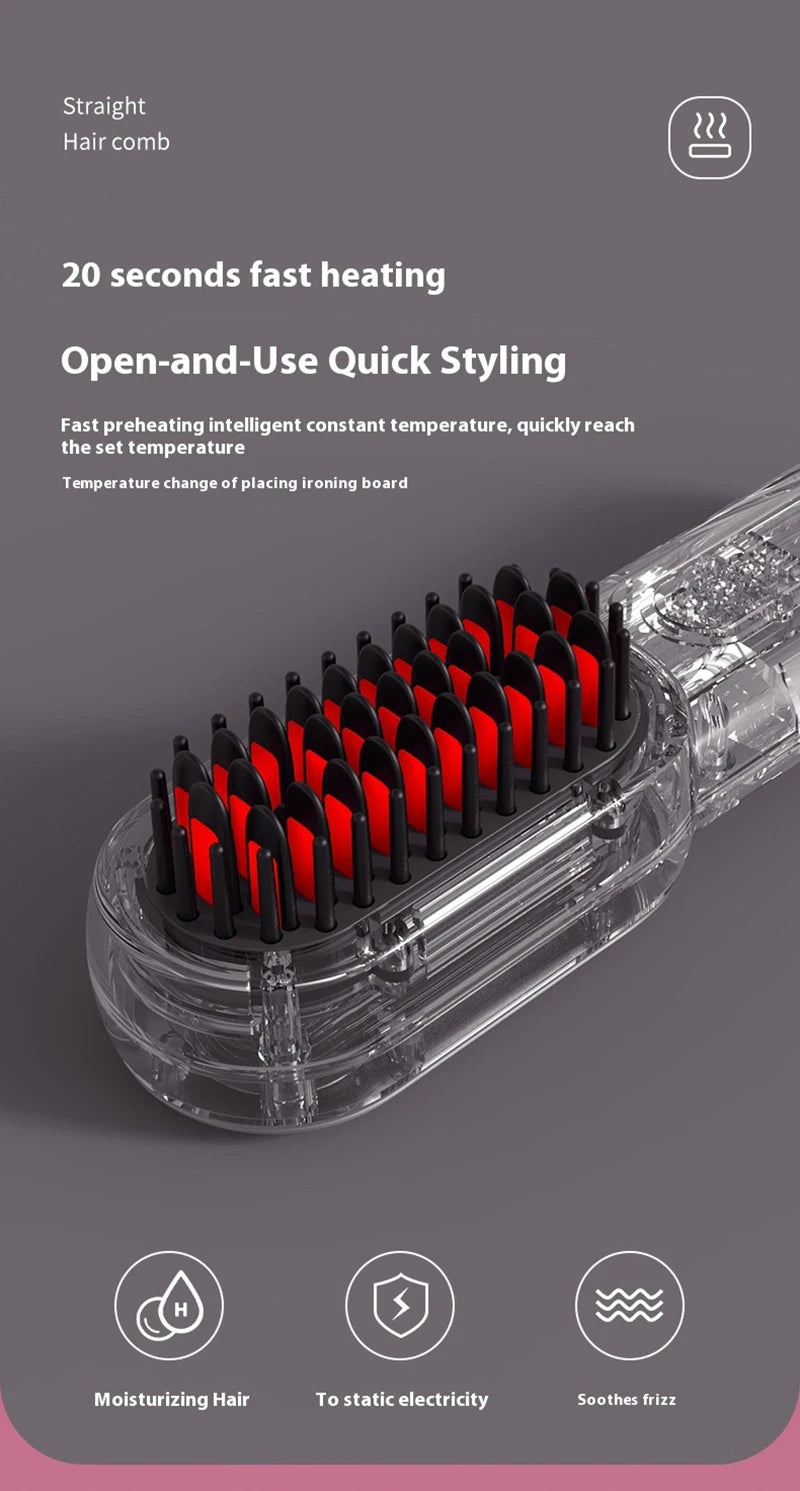Wireless Hair Straightener Comb with Negative Ions - Smarsty