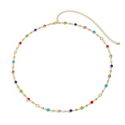 Fashion Colored Glass Crystal Waist Chain for Women - Smarsty