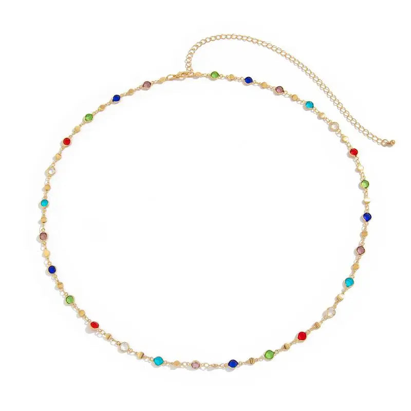 Fashion Colored Glass Crystal Waist Chain for Women - Smarsty