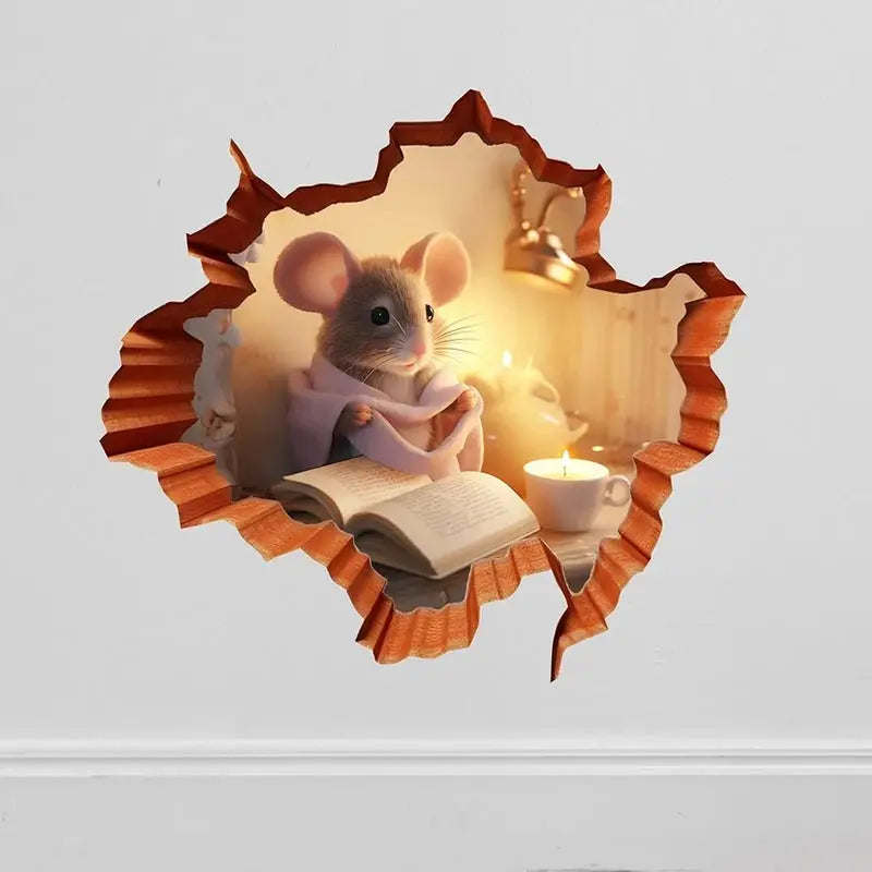 Cute Mouse Hole Wall Sticker for Whimsical Home Decor - Smarsty
