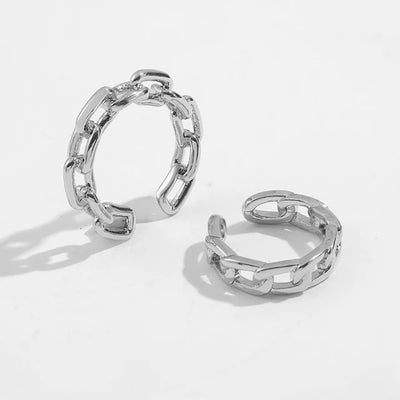 Double Circle Ear Cuff No Piercing Vintage Hip Hop Style - Smarsty