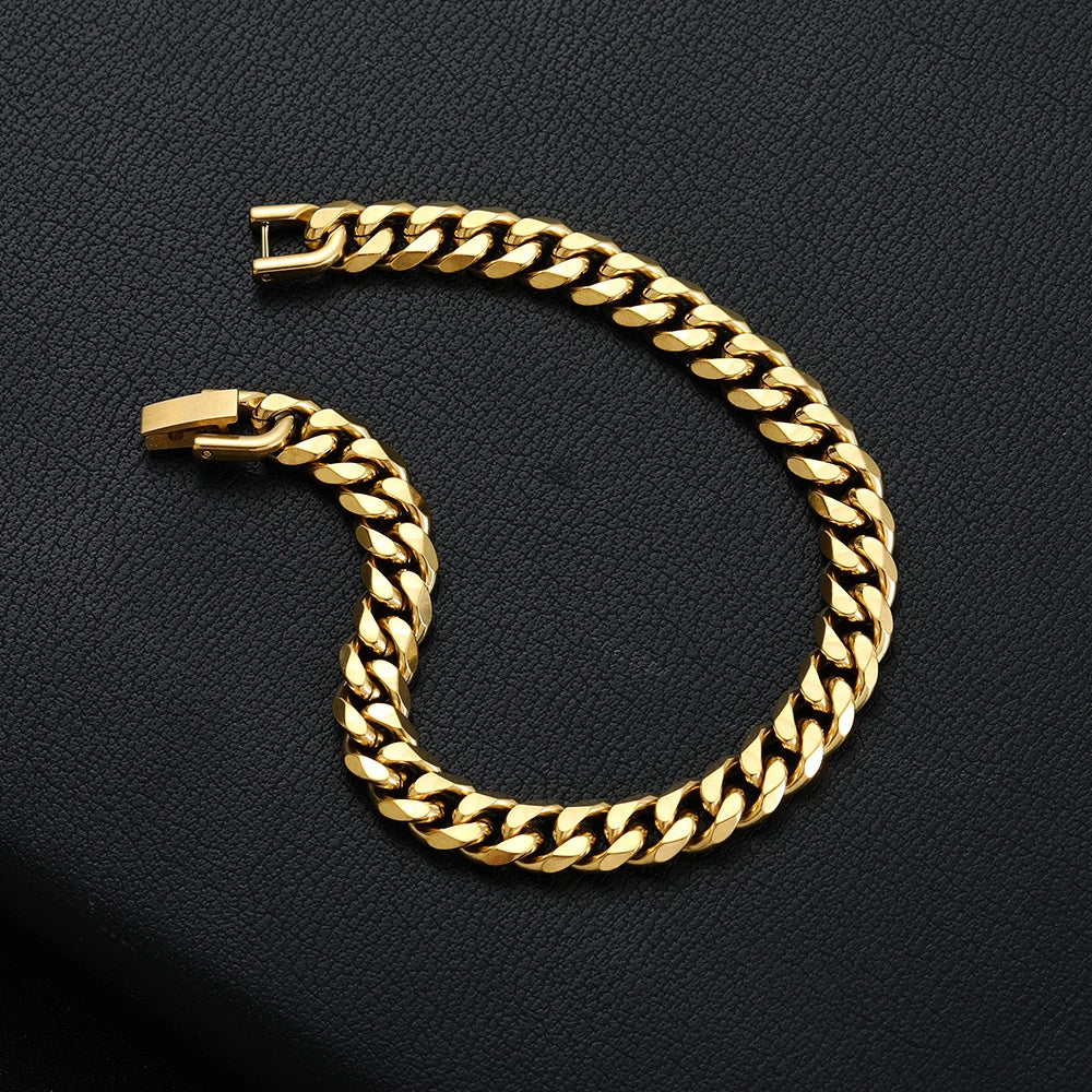 8MM Titanium Steel Cuban Chain Bracelet for Men - Smarsty