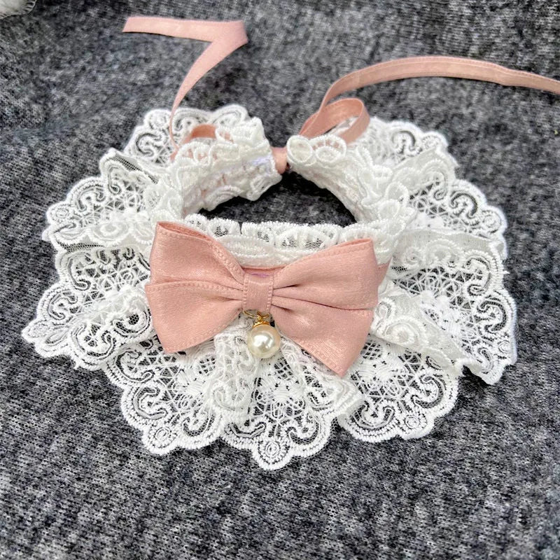 Cute Cat and Dog Tie Pet Drool Towel with Lace - Smarsty