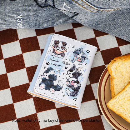 PU Leather Cute Women Wallet Coin Purse Simple 3 Folds Multi-card Slots Card Holder Cute Cat Dog Short Wallets for Girls - Smarsty
