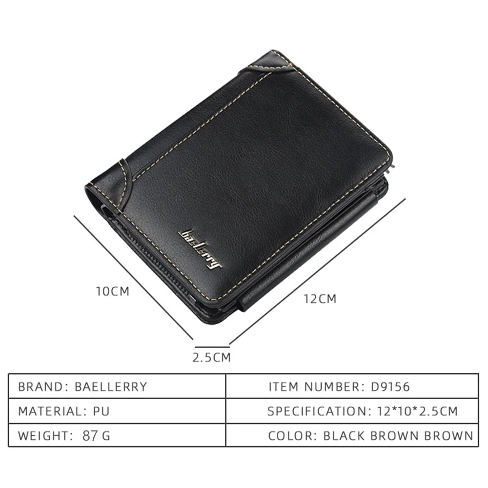 New PU Leather Men Wallets High Quality Zipper Short Desigh Card Holder Male Purse Vintage Coin Holder Men Wallets - Smarsty