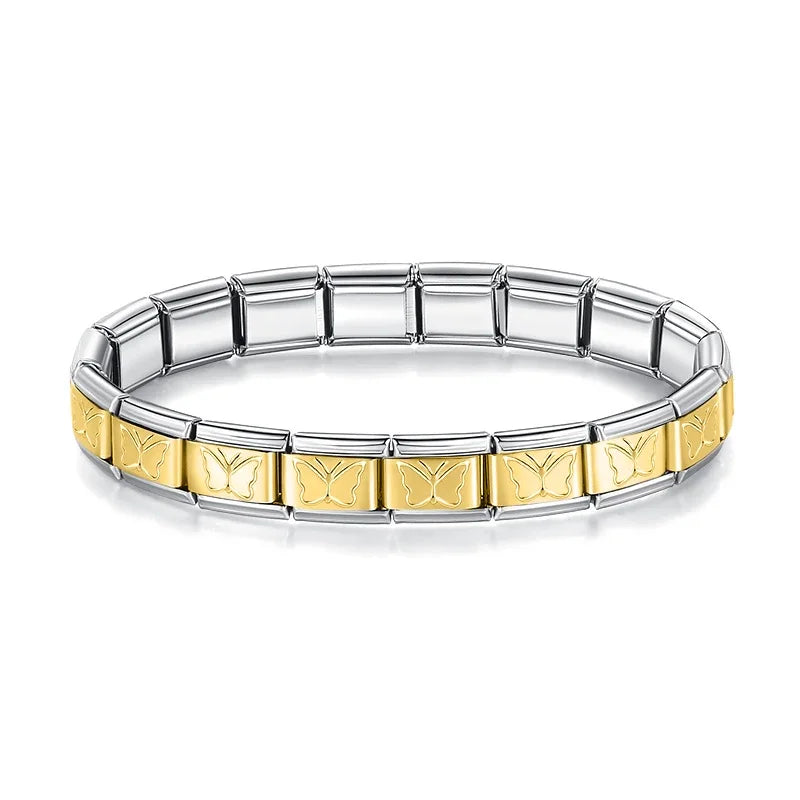 Womens Stainless Steel Charm Bracelet Elastic Fashion Bangle - Smarsty