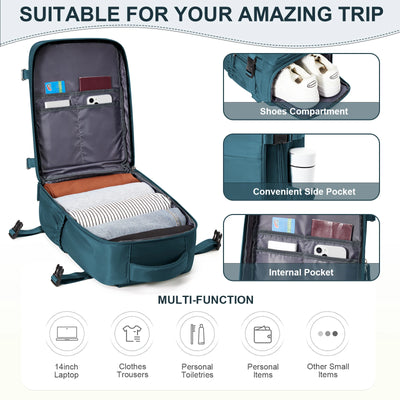 Women Men Hand Luggage Ryanair 40x20x25 Backpack Business Laptop Bag College Travel Backpack Waterproof Carry on Cabin Backpack - Smarsty