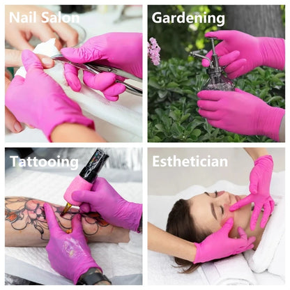 Fuchsia Nitrile Disposable Gloves 20/100PCS 3-mil Powder & Latex Free Household Cleaning Gloves for Cooking Kitchen Esthetician - Smarsty