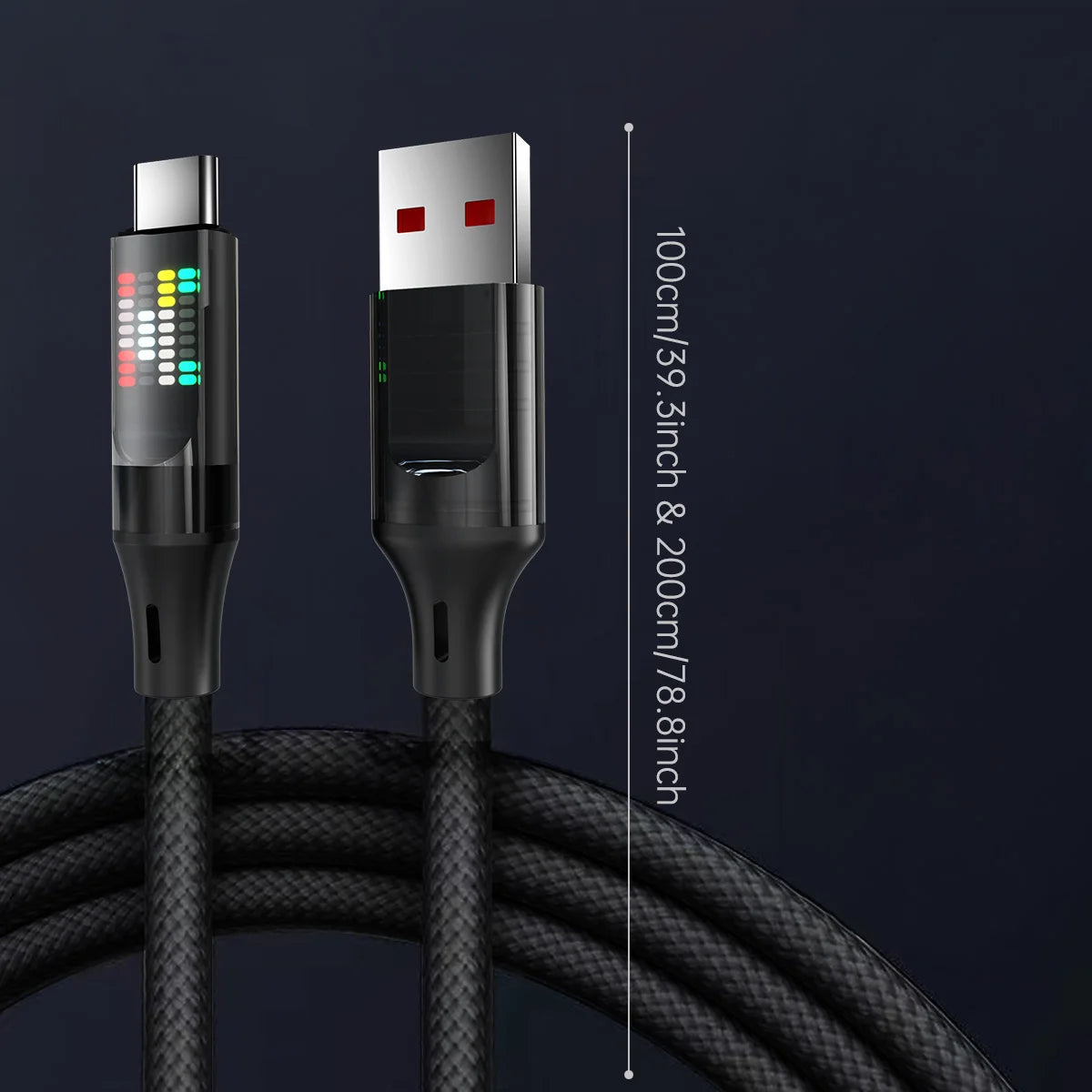 OOZCC 120W Type C Fast Charging Cable 6A USBA to Type C Nylon Data Cord for Xiaomi Samsung With Led Display USB C Cable - Smarsty