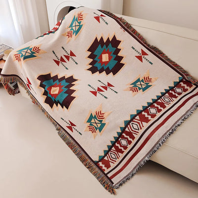 Oversized Aztec Blanket With Fringe For Cozy Comfort - Smarsty