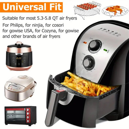 Stainless Steel Air Fryer Rack Set for BBQ Cooking - Smarsty