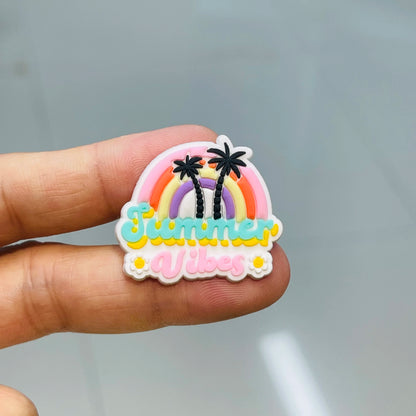 1pcs PVC Hawaii Summer Vibes Surf Sun Sand Aloha Coconut Turtle Shoe Charms Slippers Shoe Decoration Buckle Clog DIY Wristbands