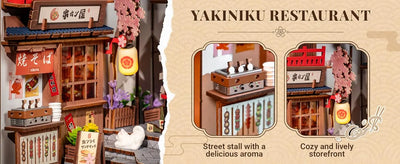 Robotime Sakura Wine Alley DIY Booknook with Lights DIY Miniature Dolls House Kit 3D Wooden Puzzle Bookend Bookshelf Decor Gift by Smarsty