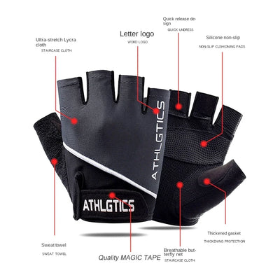 1Pair Breathable Cycling Gloves Workout Gym Gloves for Men Women Weight Lifting Fingerless Gloves Training Exercise Fitness by Smarsty