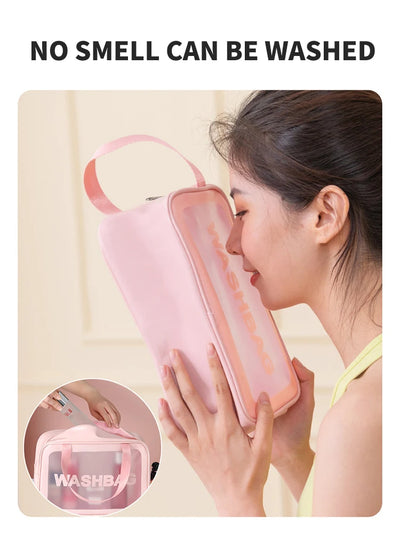 Semi Transparent PVC Makeup And Toiletries Bag With Capacity - Smarsty