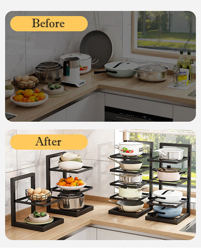 Adjustable Pot Rack Organizer, Kitchen Stainless Steel Pot Storage Rack ,Multi-Layer Household Pot and Pan Organzier for Kitchen by Smarsty
