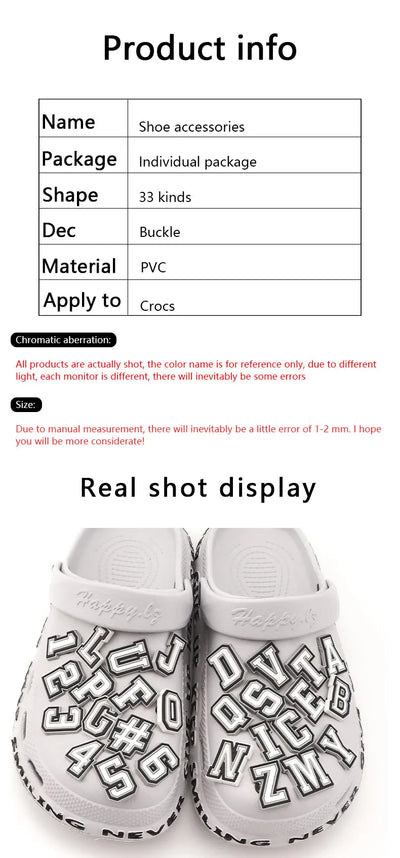 1 Pcs Letter Shoe Charms for Clog Sandals Shoe Decoration Number Alphabet Characters DIY Shoes Pins for Boy Girl Men Women - Smarsty