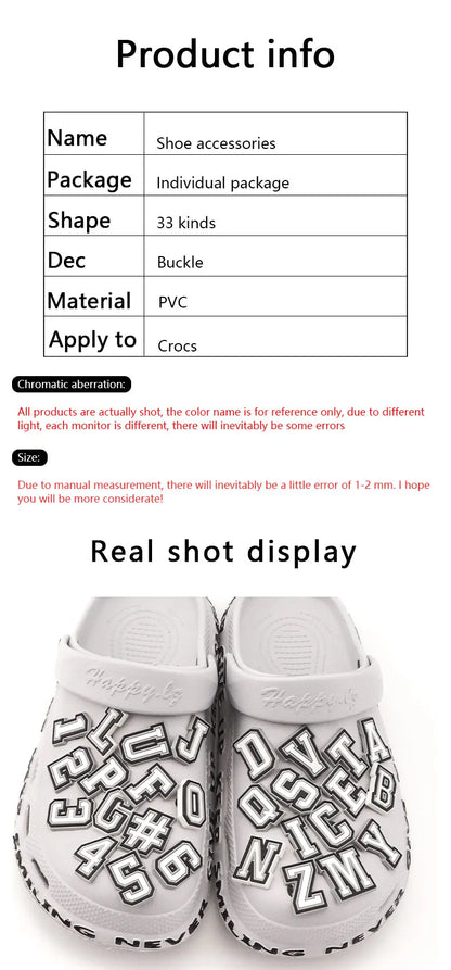 1 Pcs Letter Shoe Charms for Clog Sandals Shoe Decoration Number Alphabet Characters DIY Shoes Pins for Boy Girl Men Women