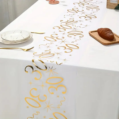 Gold Birthday Table Runner Decor for 20th 30th 60th Celebrations - Smarsty