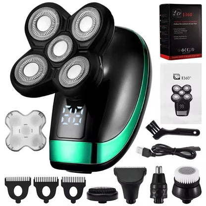 5 In 1 Men's Rechargeable Electric Shaver with Floating Heads - Smarsty