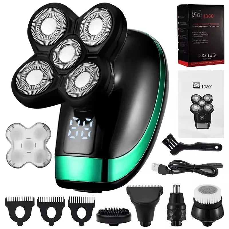 5 In 1 Men's Rechargeable Electric Shaver with Floating Heads - Smarsty