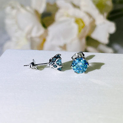 Moissanite Stud Earrings Sterling Silver VVS D Sparkle - Smarsty