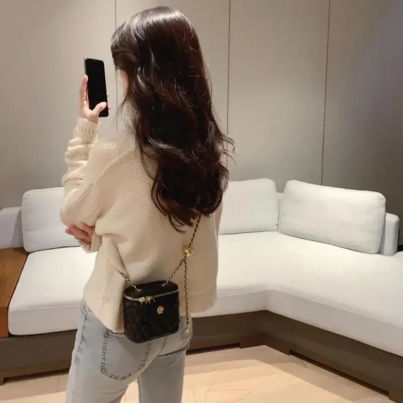 Mini Shoulder Bag Crossbody With Camellia Chain Box - Smarsty