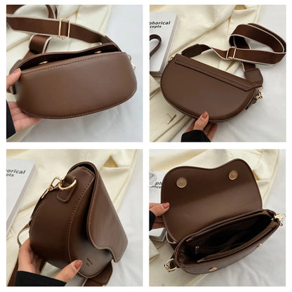 Women Vintage Saddle Bag With Wide Strap Crossbody - Smarsty