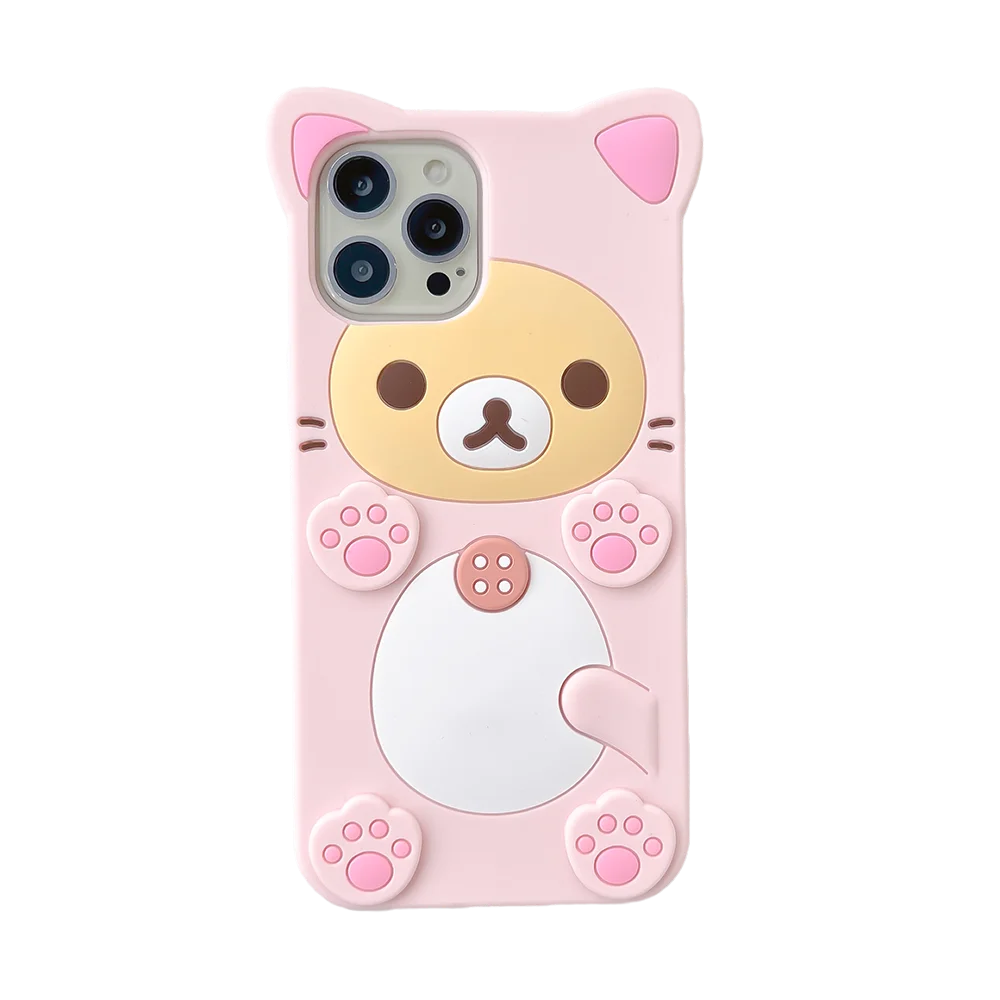 3D Cartoon Kawaii Rilakkuma Bear Soft Silicon Case For iPhone 17 16 15 14 13 12 Mini 11 Pro X XS Max XR 6 6S 7 8 Plus SE Cover