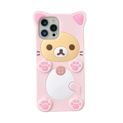 3D Cartoon Kawaii Rilakkuma Bear Soft Silicon Case For iPhone 17 16 15 14 13 12 Mini 11 Pro X XS Max XR 6 6S 7 8 Plus SE Cover