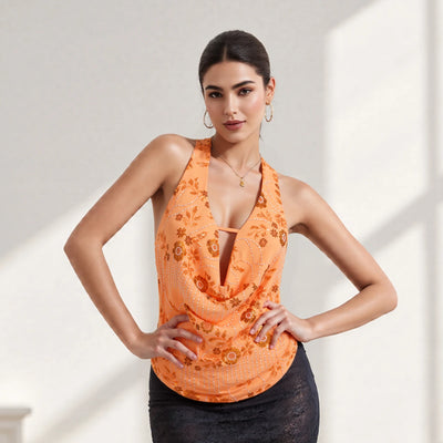 Sexy Deep V Neck Beach Tank Tops Women y2k Coquette Summer Sequins Patchwork Sleeveless Vest Vacation Backless Beach Tops - Smarsty