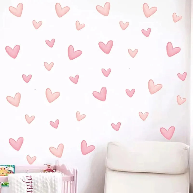 60 Pcs Heart Shape Wall Stickers for Kids Room Decor - Smarsty
