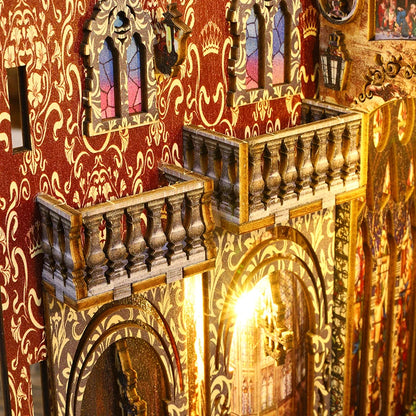 DIY Book Nook Shelf Insert Kit 3D Wooden Puzzle Doll House Assembly Building Model Bookends With Furniture LED Light Xmas Gifts by Smarsty