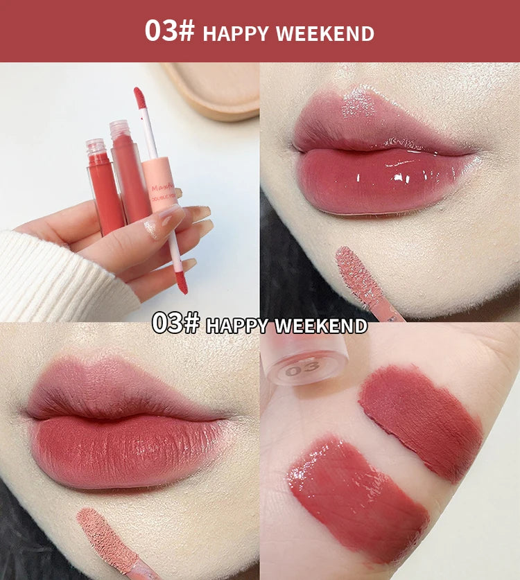 Double End Lip Glaze Glossy Color and Moisture - Smarsty