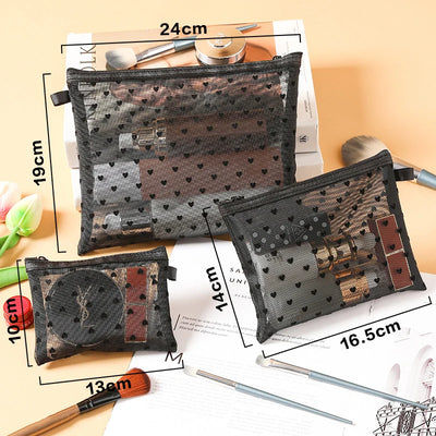 Transparent Heart Makeup Bag Portable Cosmetic Pouch - Smarsty